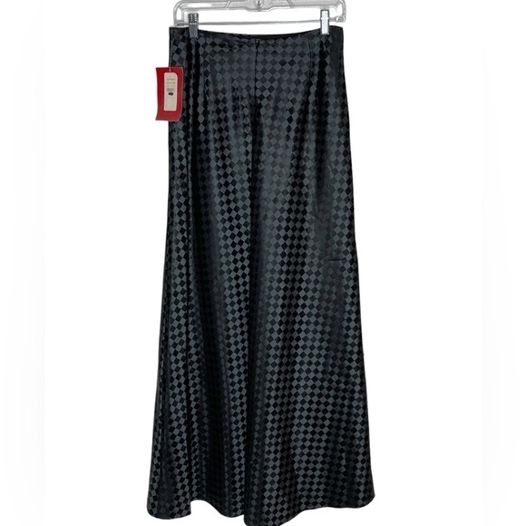 Vintage dead stock JS Collections Rare Satin Black Diamond Full-Length Skirt  6 - Picture 2 of 12